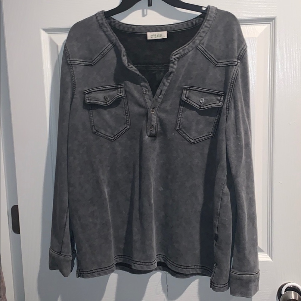 Distressed have button up flannel